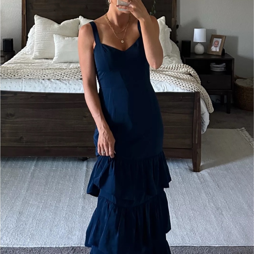 Abercrombie & Fitch Navy Tiered Maxi Dress